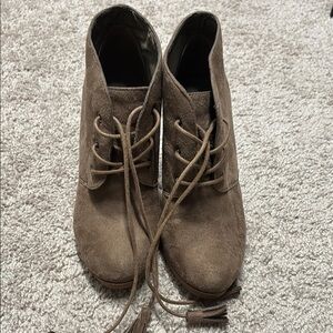 Tan Lace Up Boots with Crepe Sole and Suede Finish